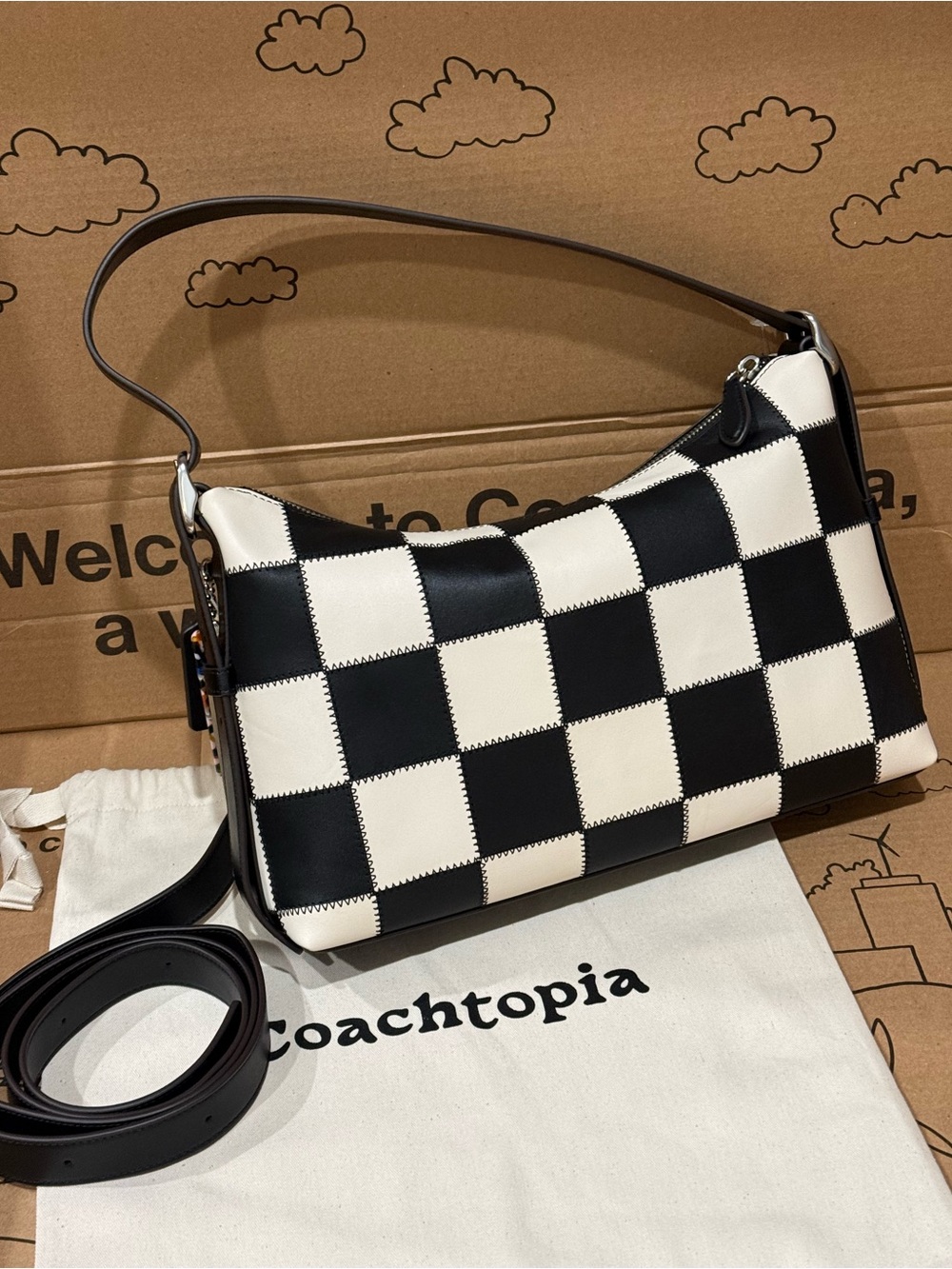 coach Alter/Ego Slouchy Shoulder Bag Black/Chalk CFI73 - Picture 5 of 11